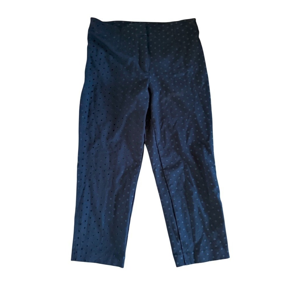 Ann Taylor Pants Womens Petite 10P Navy Blue Polka Dot Slim Ankle Stretch career
